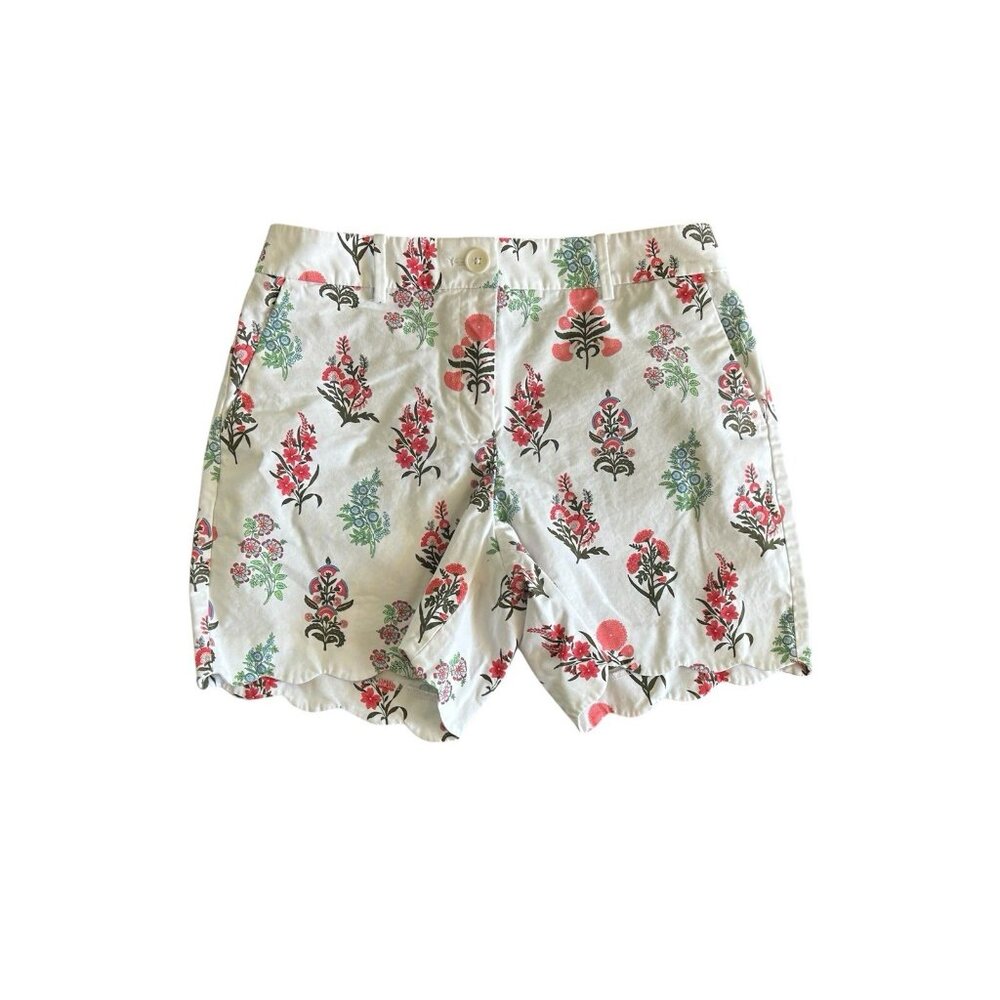 Talbots Womens Shorts Sz 4 PETITE Floral Chino Pockets Knit Pockets